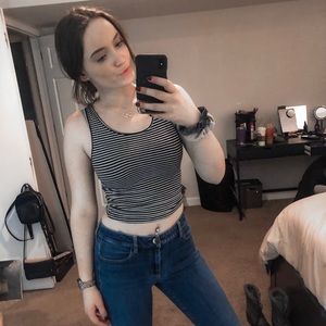 3+ Bundle 50% Off - B&W Horizontal Stripe Crop Top